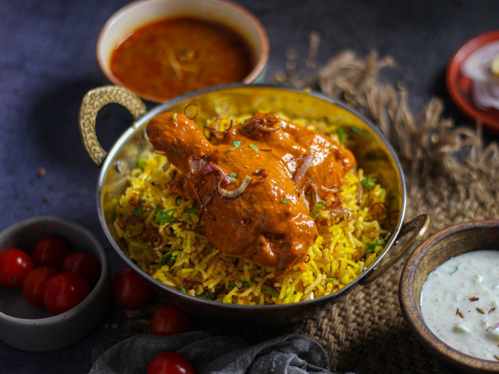 Biryani in a copper kadai